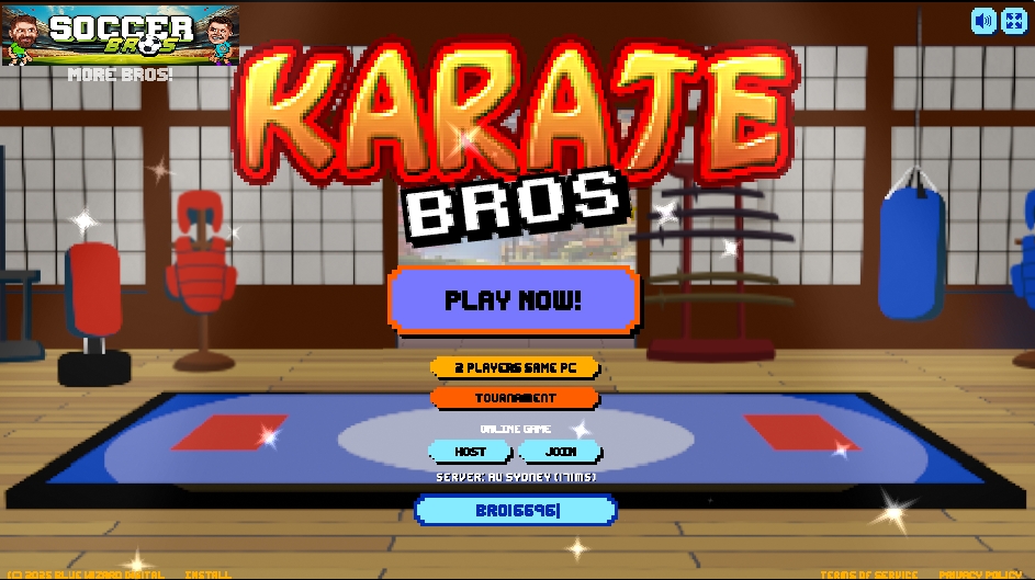 Karate Bros gameplay - Character selection screen